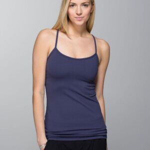 Lululemon Power Y Tank Top Bra Dark Navy Cadet Blue Workout Yoga Athletic Size 4